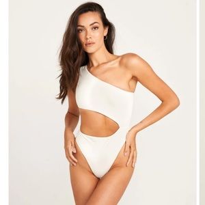 NWT Nyud Bermuda One Piece Swimsuit White Large